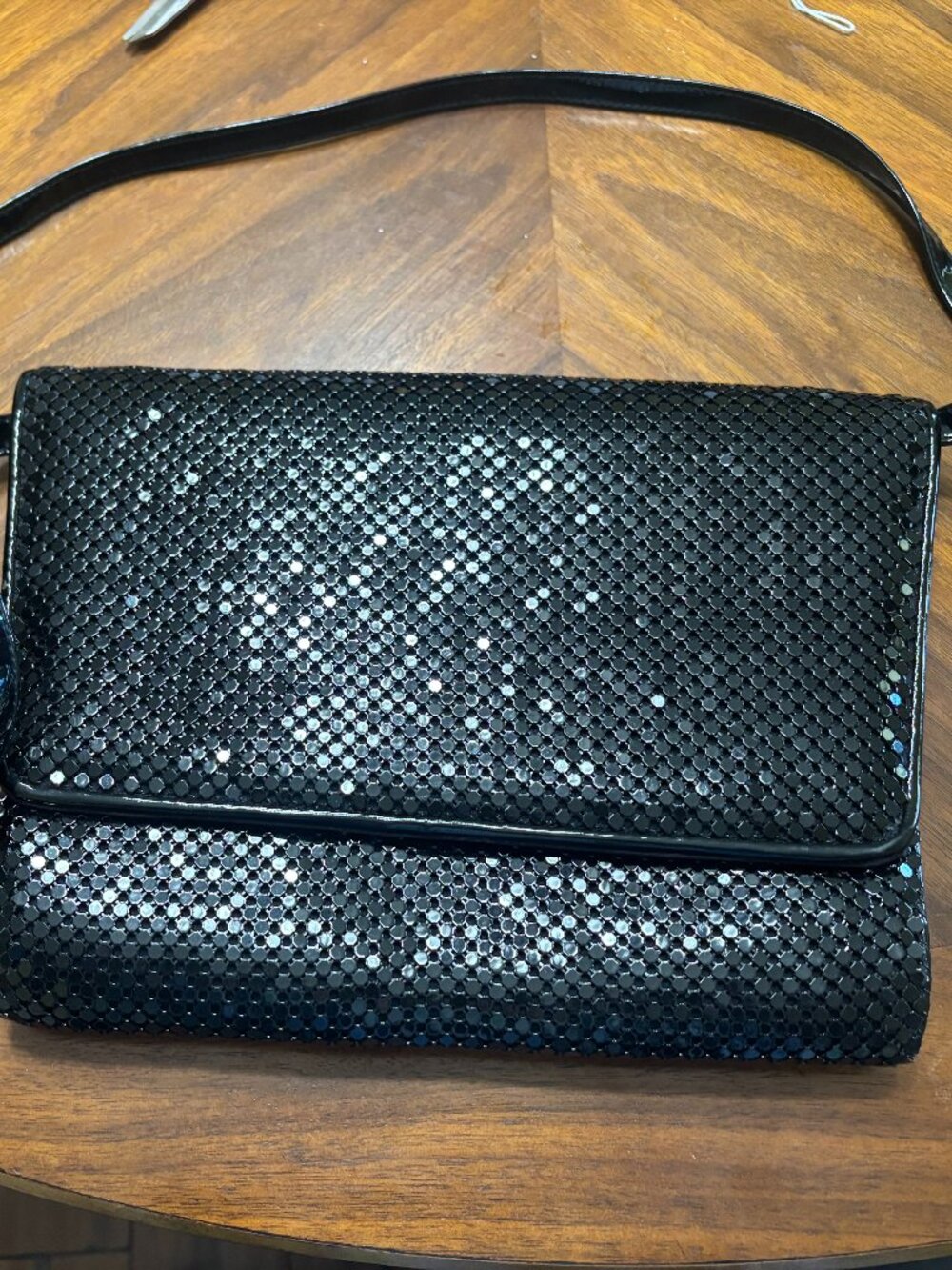 Whiting & Davis Black Clutch Formal Purse Shoulder Bag Cross Body Bag